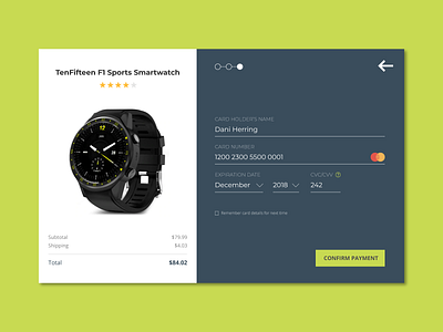 Daily UI 002 Credit Card Checkout checkout credit card dailyui payment smartwatch sportswatch ui ux watch web design
