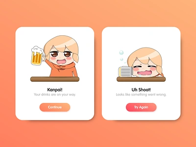 Daily UI 011 Flash Message anime card chibi dailyui flash message mobileapp success ui ux warning