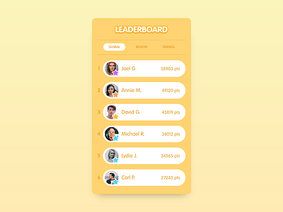 Daily UI 019 Leaderboard app app design dailyui game game app leaderboard ui ux