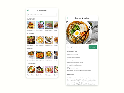 Daily UI 040 Recipe app app design dailyui foodapp mobile mobile app recipe ui uidesign userexperience userinterface ux uxdesign