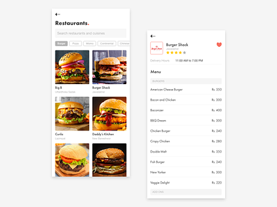 Daily UI 043 Food/Drink Menu app app design burger dailyui dailyuichallenge food and drink foodapp fooddrink menu foodie menu mobile ui uidesign userexperience userinterface ux uxdesign