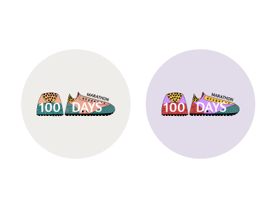 100 Days-Marathon illustration logo