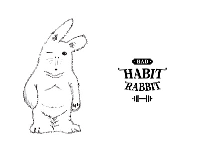habit rabbit branding charachter design logo monochrome naming retro