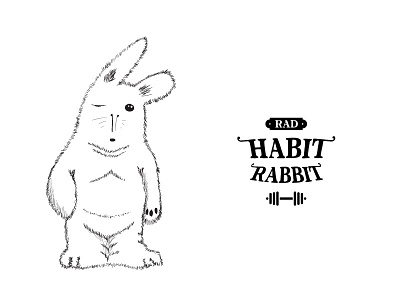 habit rabbit branding charachter design logo monochrome naming retro