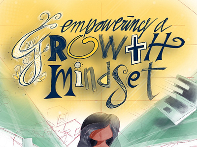 Growth Mindset calligraphy cartoon illustration lettering script typography