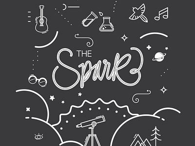 The Spark calligraphy icon illustration lettering script typography