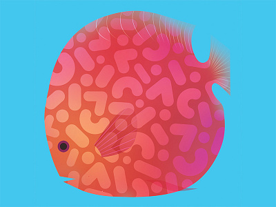 Checkerboard Discus animals fish gradient tropical vector whimsical