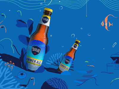 Bottle Coral beer bottles coral illustration line stylized texture underwater