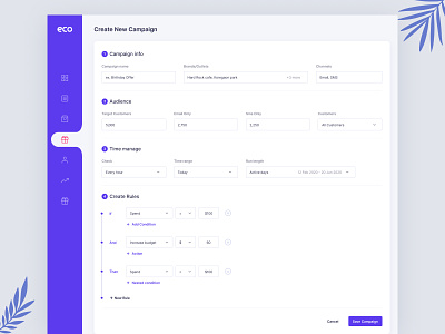 Eco - Create New Campaign admin dashboard admin panel campaign clean color create new campaign dashboad dashboard design dashboard ui designer minimal plugin product product design typography ui ux