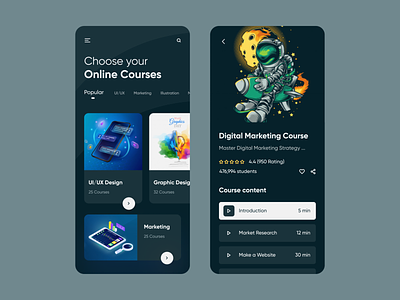 Online Courses App Design app app design course courses ios ios app mobile mobile app online online course online courses online learning product design typogaphy ui ux