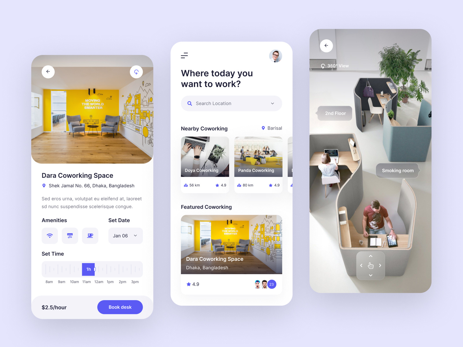 Coworking Space App Design by Abdullah Sajol 🚀 on Dribbble