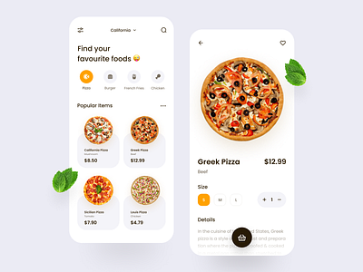 Food Delivery App 🍕 clean food food app food delivery app mobile pizza product design typogaphy ui ux