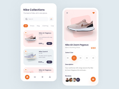 Shoes App ecommerce ios mobile mvp nike nike shoes online product page react react native shop shoping shoping app shoping cart size sneaker startup story ui ux.