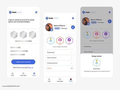005 - Profile page badges minimal profile design profile page sign-in signup sports app ui
