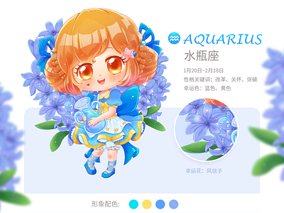 Aquarius 可爱 品牌 插图 星座 的的photoshop