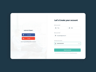 SignUp form clean ui create account design form minimalist saas sign up ui user website