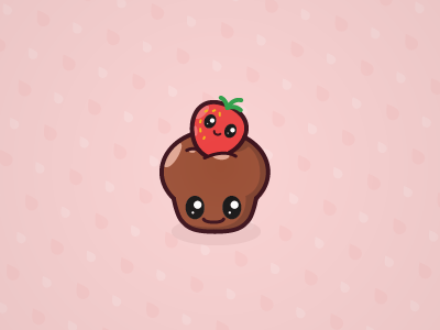 strawberry branding character cupcake cute vector