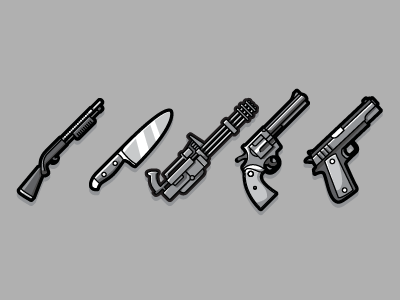 collection gun icon knife vector weapon