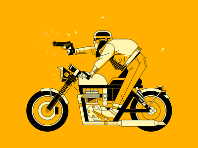 biker character design flat gun icon illustration illustrator outline vector waldek