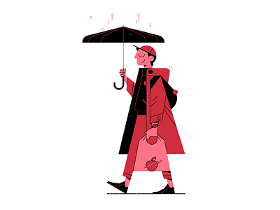 Rainy Day character design flat icon illustration illustrator outline vector