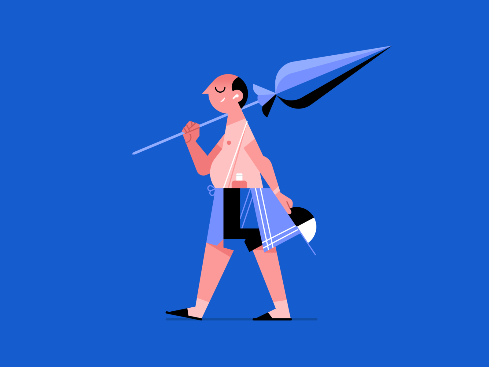 Summertime beach character design flat icon illustration illustrator relax summer umbrella vector
