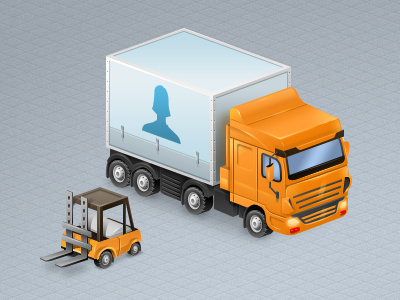 truck and forklift cars icon orange work