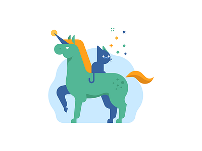 A Cat on a Unicorn cat horse life unicorn vector waldek