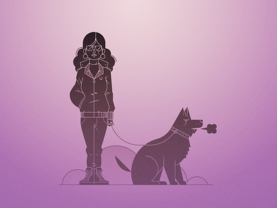 Walking the Dog ai character dog illustration illustrator pink purple vector waldek