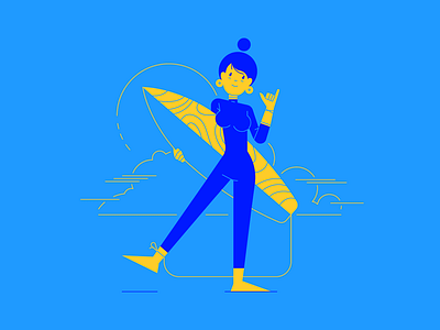 Summer Vibes character characterdesign girl illustraion illustrator personal summer surfing vector