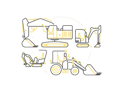 Excavators excavator illustration illustrator vector
