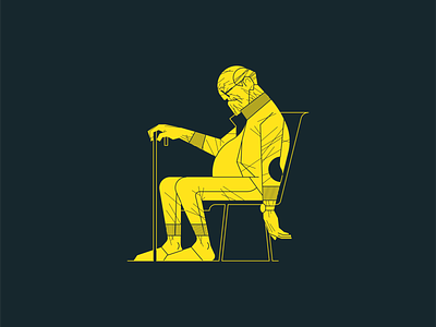 Nap cane chair glasses illustration napping sleeping vector