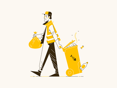 Garbage Man flat garbage illustration art illustrations illustrator outline work