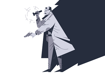 Detective case closed coat flashlight flat gun illustration illustrator outline police
