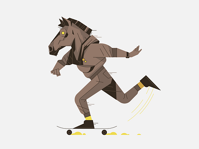 Horse on a Skateboard character design horse illustration illustrator outline skate skateboard vector