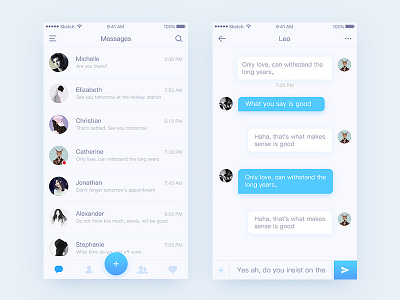 Chat app application chat designer interface ued ui