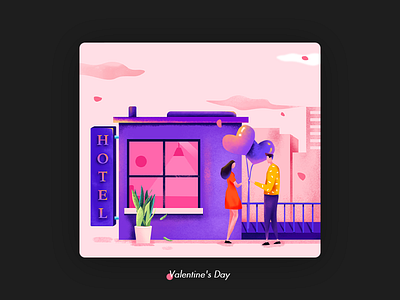 Valentine's Day | 情人节 couple hotel illustration lover valentine day