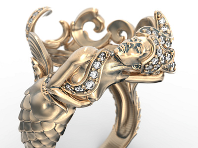 mermaid 3d design fashion gem jewel jewelery modeling parametric product rendering