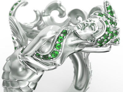 mermaid (emerald) 3d design fashion gem jewel jewelery modeling parametric product rendering