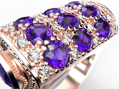 Amethyst 3d design fashion gem jewel jewelery modeling parametric product rendering