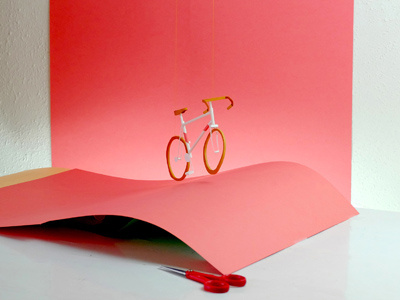 DICHTER 3. bicycle editorial illustration bike magazine paper papercraft