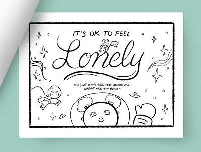 It's OK to FEEL coloring book - Lonely coloring book illustration