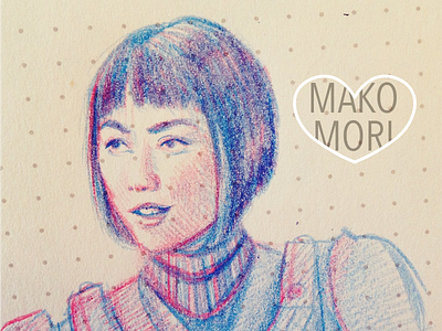 Mako Mori blue illustration mako mori pacific rim pencil red