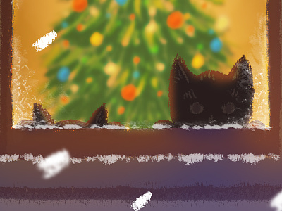 Christmas Cats cats christmas digital illustration painting photoshop