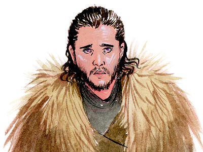 The Reluctant King game of thrones gouache illustration jon snow painting watercolor