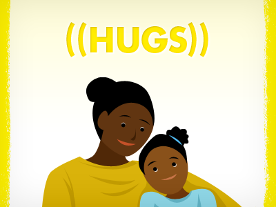HUGS children illustration parenting vector yellow