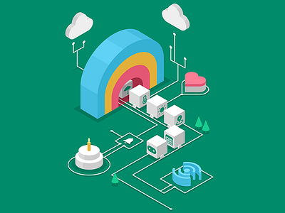 Stereo assistant circuit icon illustration isometric stereo assistant