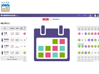 護理排班系統介面