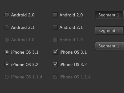 Forms black checkbox dark forms radiobutton segment