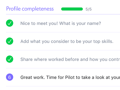 Profile completeness checklist