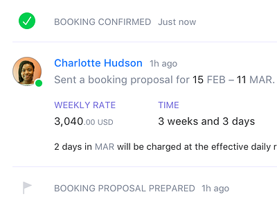 Booking Proposal booking confirmation event feed offer pilot pilot-x proposal san-francisco status